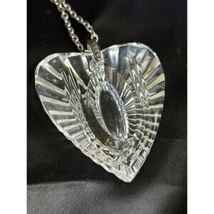 Waterford Crystal Heart Pendant With Original Box Sterling Bail Cut Crystal